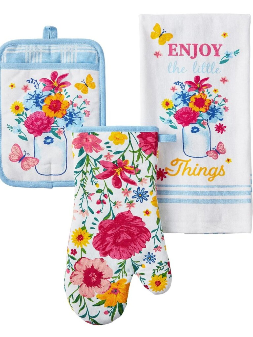 The Pioneer Woman Flowering Frontier Kitchen Towel, Oven Mitt & Pot Holder Set,